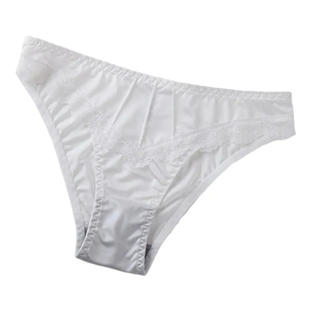 Women Underpants Low-waist Underwear Floral Lace Trim Silky Stretchable Panties Daily Wear Honeymoon Wedding Night Thong 여자 팬티