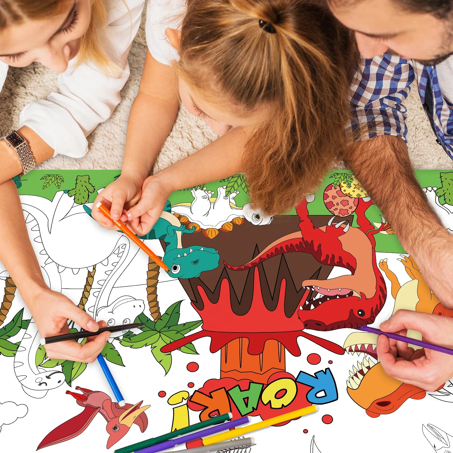 Hot 110x80cm Dinosaur World Coloring Books Large Coloring Tablecloth Birthday Party Supplies Favor for Kids ﻿