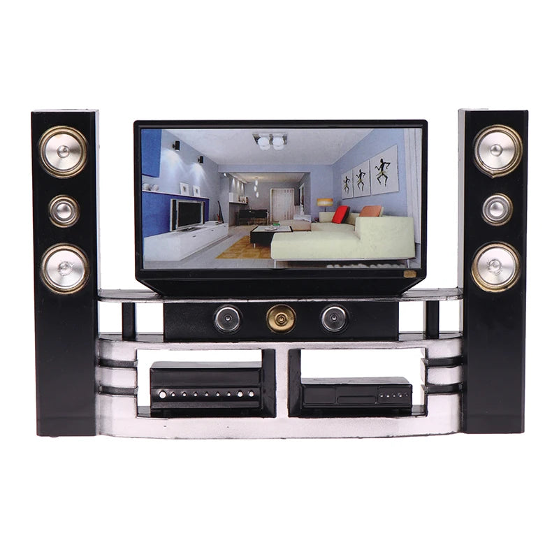 Dollhouse Audio TV Ornament in 1/12 Scale, Miniature Living Room Decor for Doll’s House, Micro Scene Toys