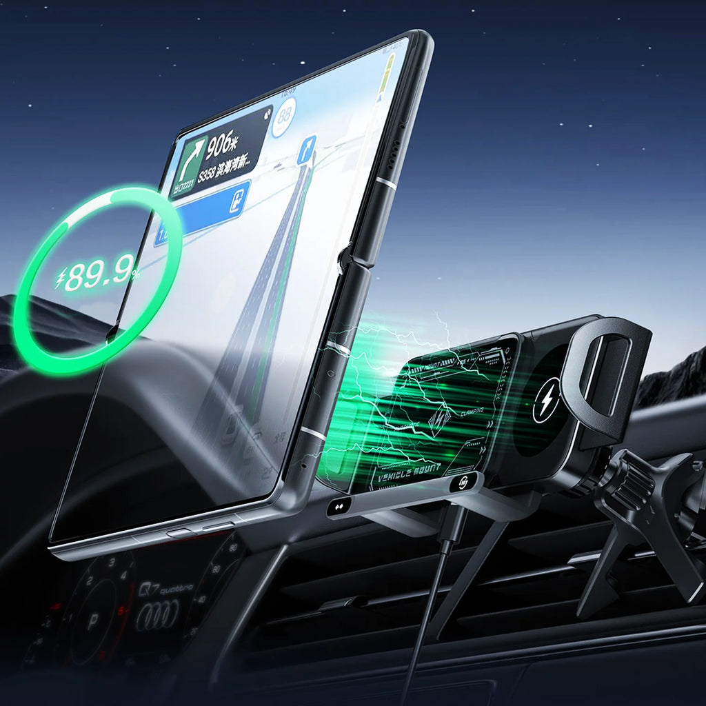 Foldable Phone Holder Car Wireless Charging Phone Mount Universal Phone Holder Intelligent Induction Electric Rotation Charger