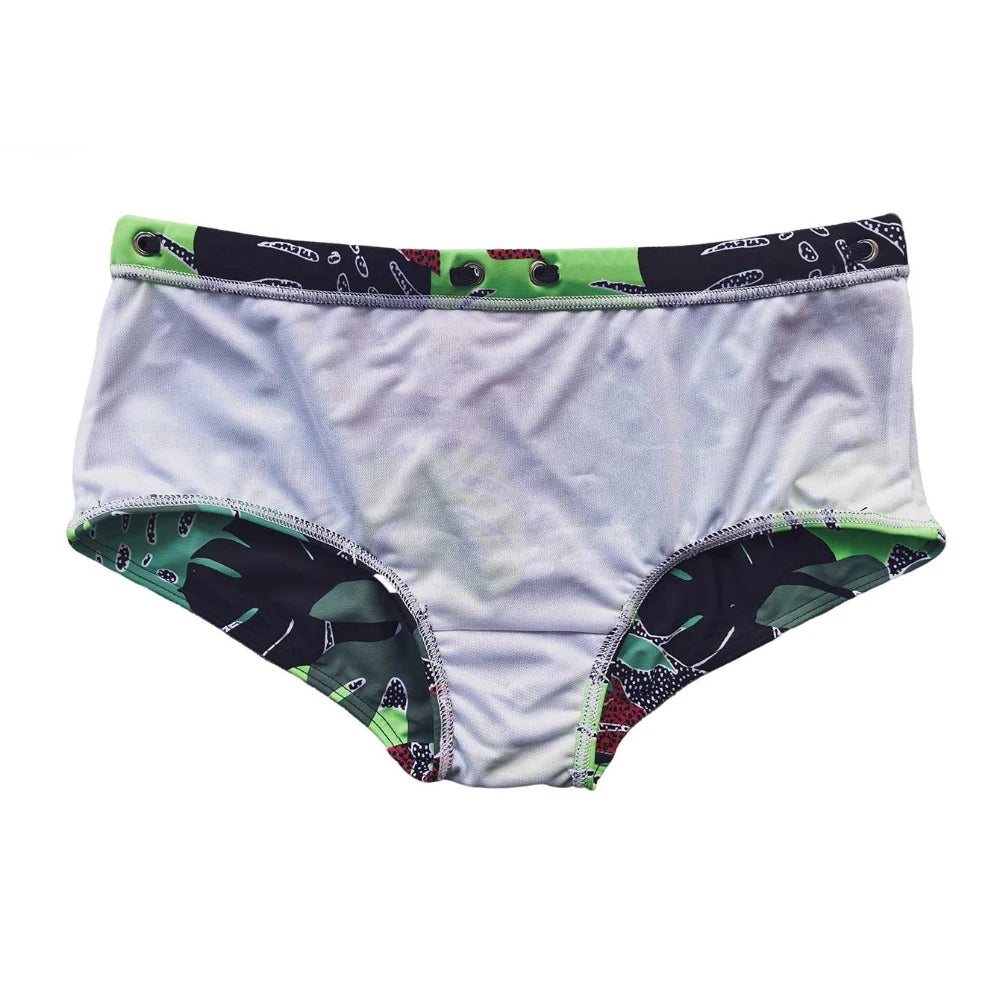 Sexy Swimming Trunks Mens Leaf Swim Boxer Briefs Swimwear Young Man Swimsuit Beach Wear Surfing Bathing Suit Shorts zwembroek