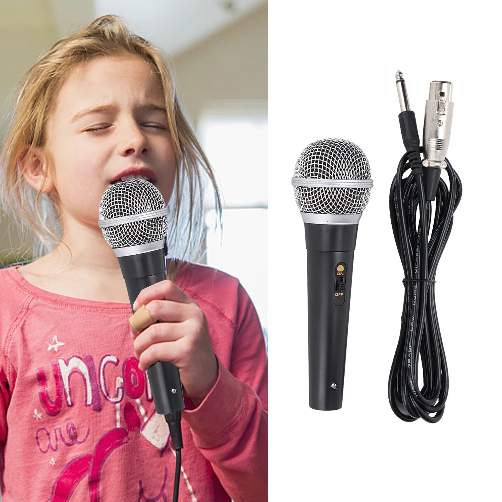 XLR Microphone with XLR to 1/4 Inch Cable Audio Connection Handheld Microphone Suitable for Stage Karaoke Singing and Recording