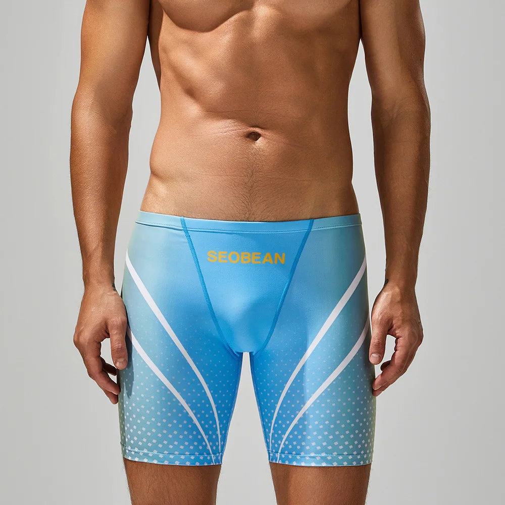 Men's Swimming Trunks Print Quick-Dry Slim-Fit Athletic Swimming Shorts Beach Water Sports Wear