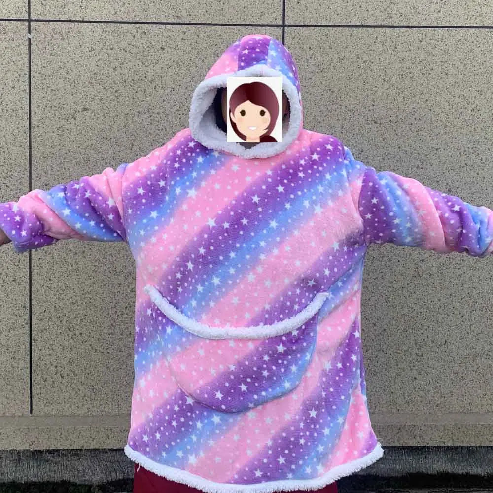 Lazy Hoodie Blanket Oversized for Women Winter Fleece Sherpa Leopard Print Sleeping Blanket Hoodies Thicken Fleece Sweatshirt