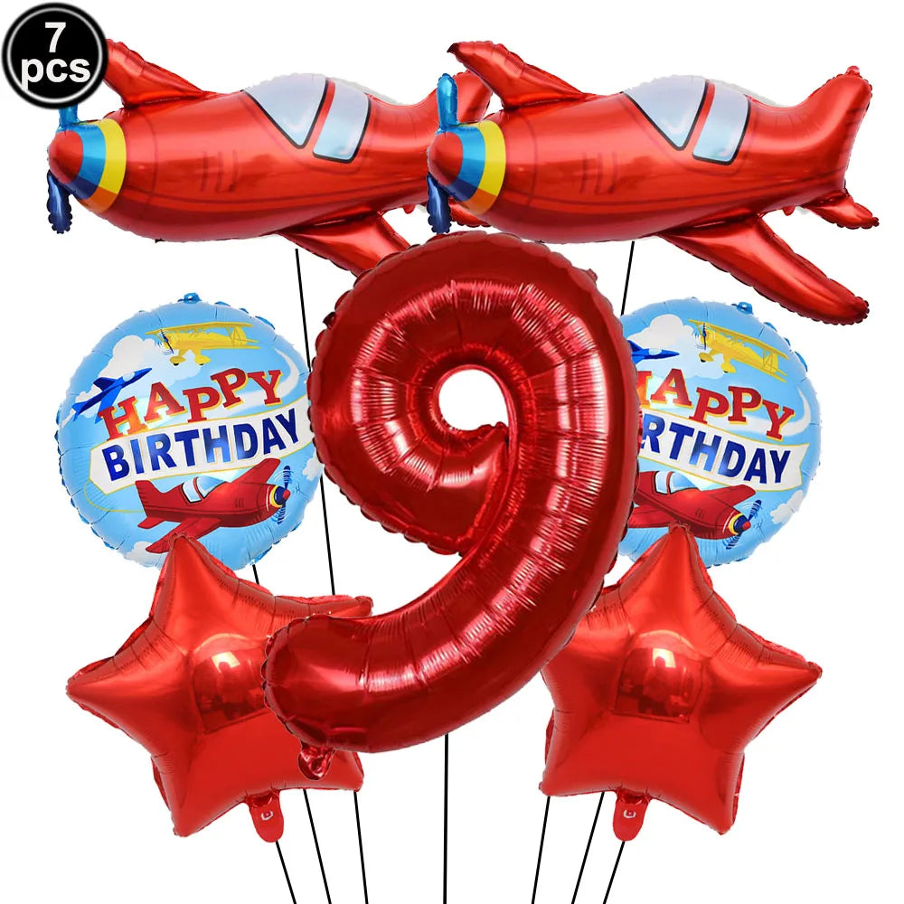 Airplane Birthday Party Supplies Plane Party Paper Plates Napkins Balloon Airplane Tablecloth Tableware for Baby Shower Decors