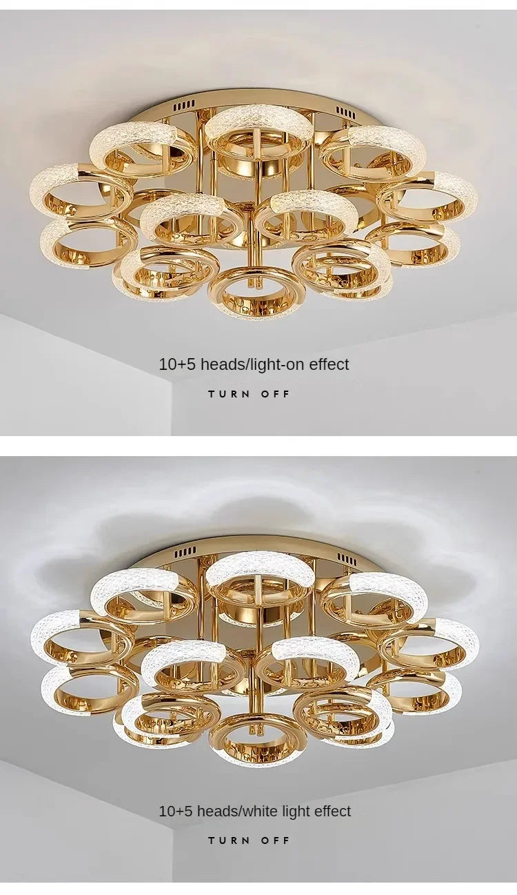 Modern Chandelier For Living Room Bedroom Nordic Golden Ring Ceiling Lamp Luxury Home Decor Indoor Ceiling Light Lustre Fixtures