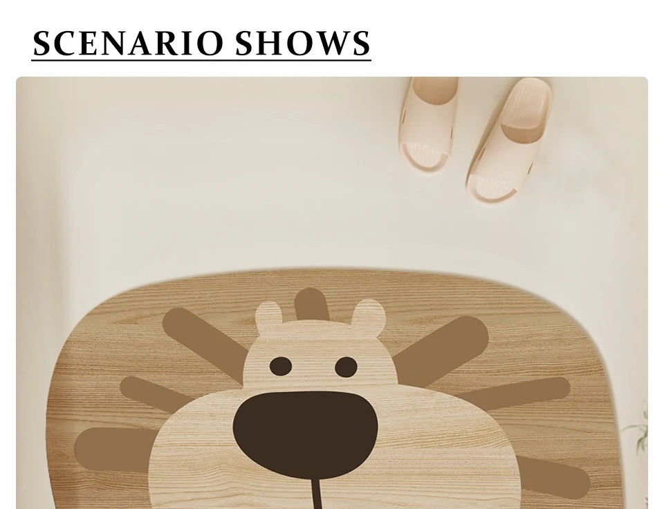 Bathroom Carpet Non-slip Water-absorbent Dirt-resistant Floor Mat Cute Animal Head Pattern Rug Irregular Size Home Decor Mats
