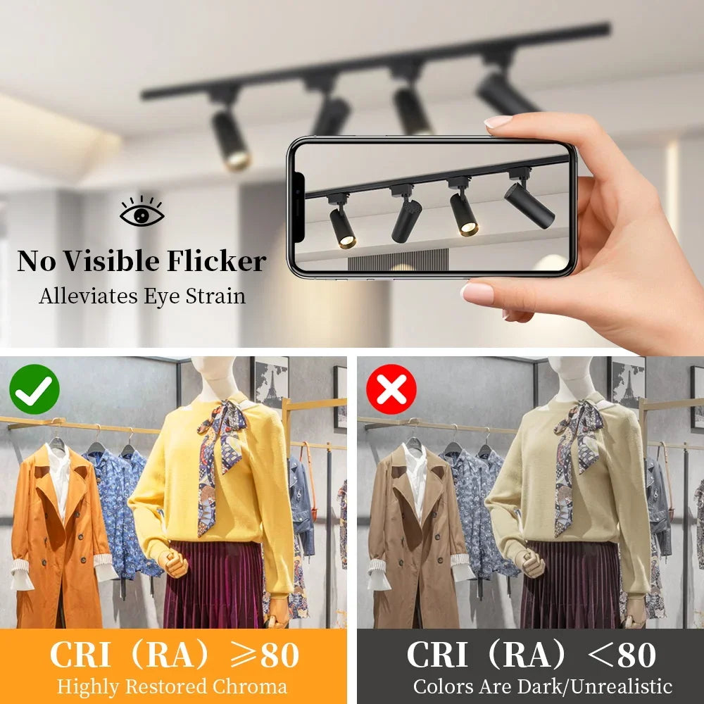 Dimmable Track Light with Remote Control Led Spot Lights 110V 220V Ceiling Lamp for Living Room Bedroom Kitchen Linear Lighting