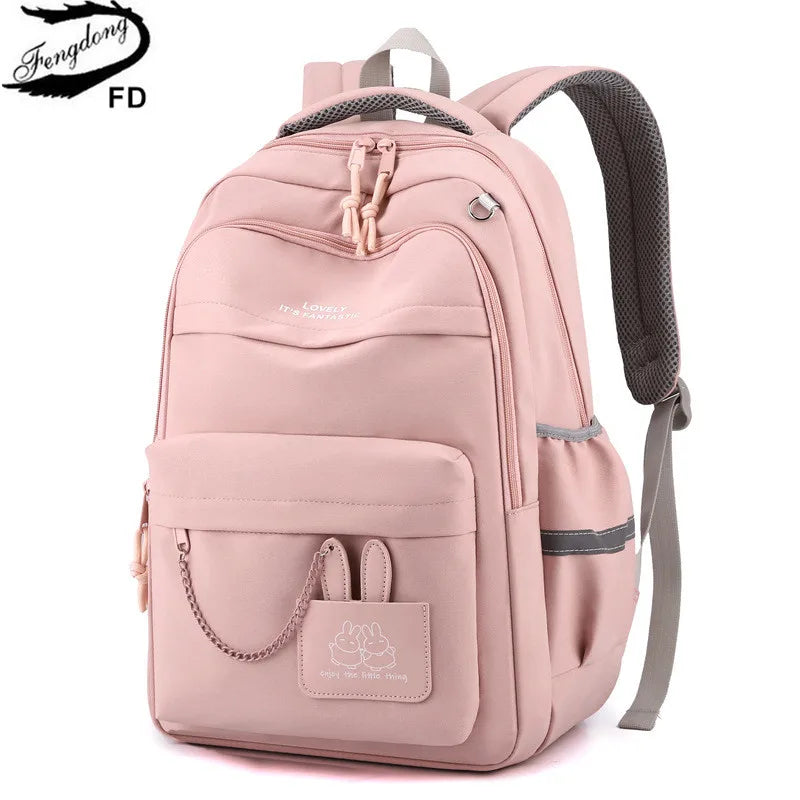 Fengdong kids school bag cute school backpack for girls children kawaii bookbag primary students gift large capacity backpack