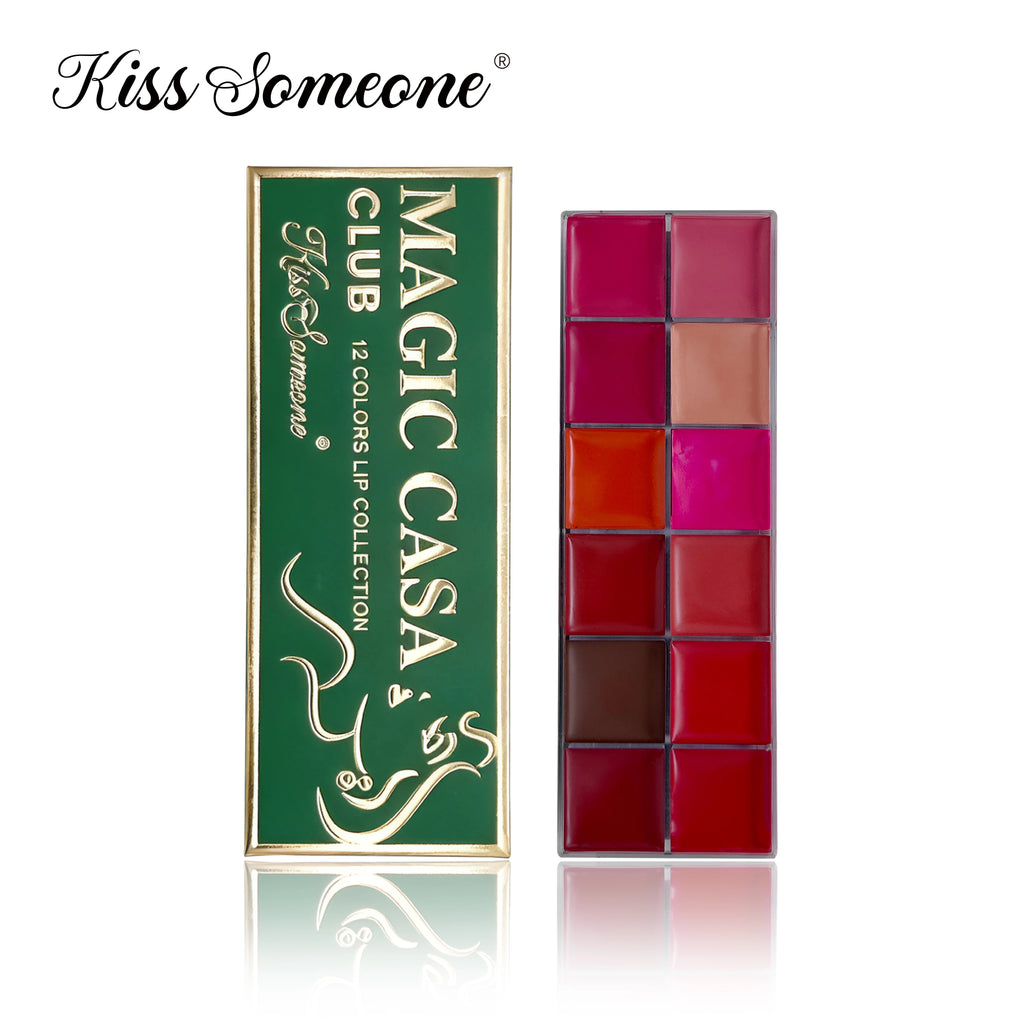 A 12 - color moisturizing long - lasting matte lipstick palette - lip cosmetics for nude makeup. It gives beautiful