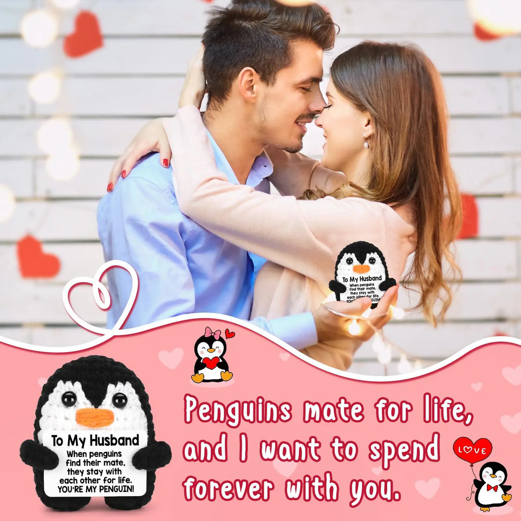Gifts for Him Her Boyfriend Girlfriend Birthday Christmas To My Love Handmade Crochet Penguin Wedding Anniversary Valentines