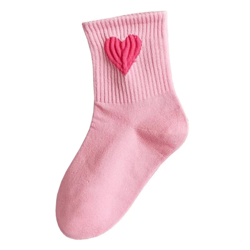 5 Pairs Children's Socks Girls' Socks Mid Tube Socks Autumn/Winter Love Cute Versatile Casual Socks