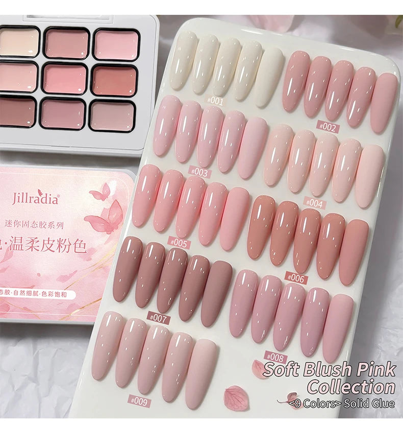 Jillradia 9-Colors New Popular Solid Gel Nail Gel Semi Permanent Nail Art Soaking UV LED Gel Christmas Manicure Gift Nail Salon