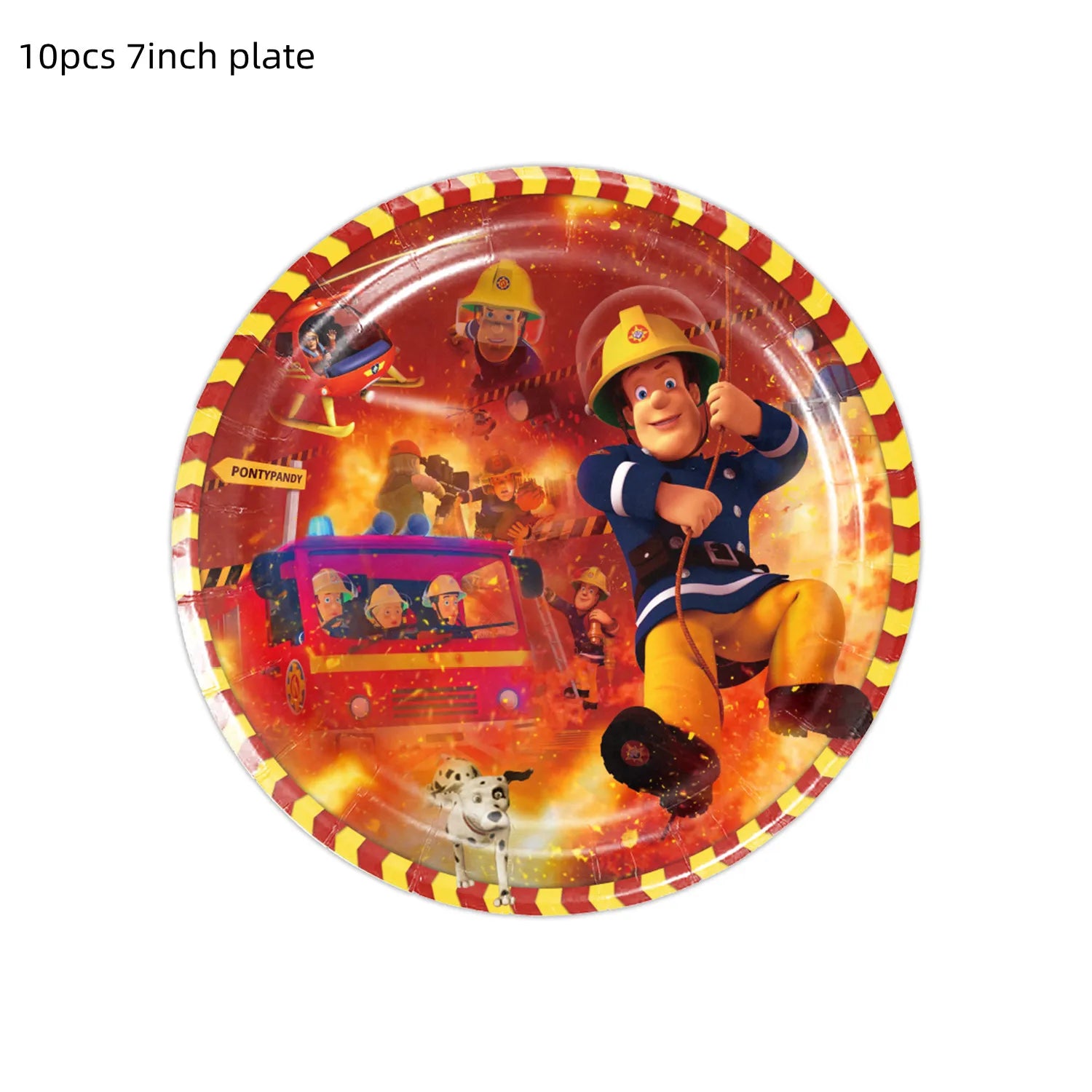 Fireman Sam Party Supplies Disposable Tableware Set Paper Plates Cups Tablecloth Fire Truck Birthday Party Decor Boys Baby Showe