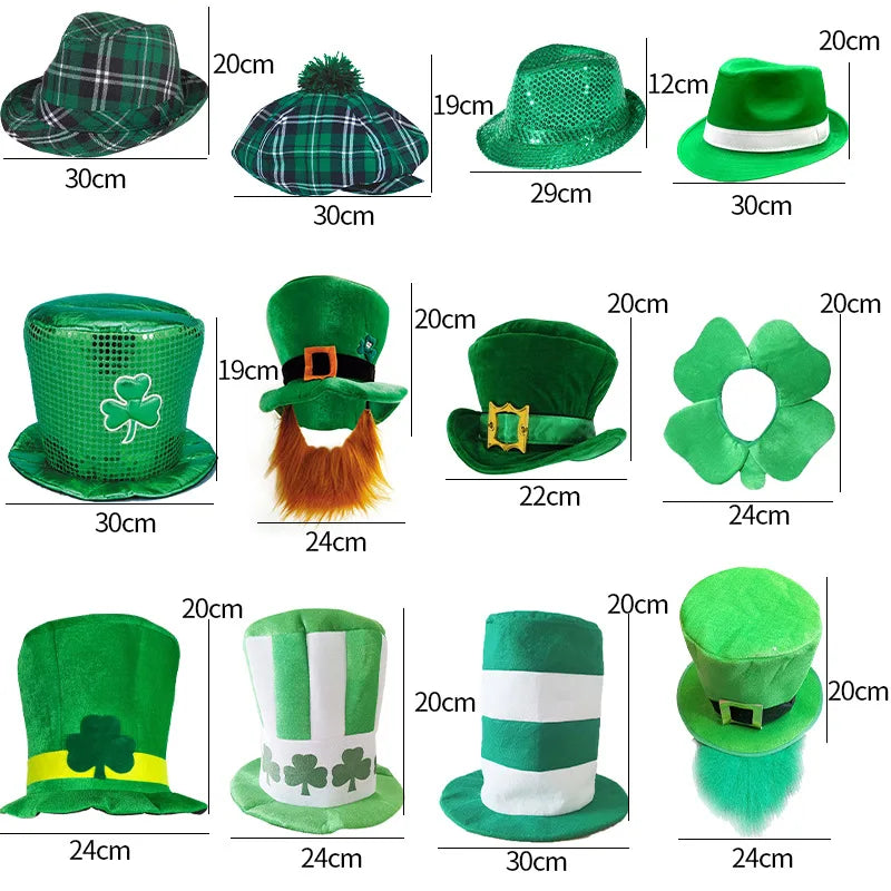 St. Patrick's Day Hat, Festival Party, Digital Print, Irish Green Clover