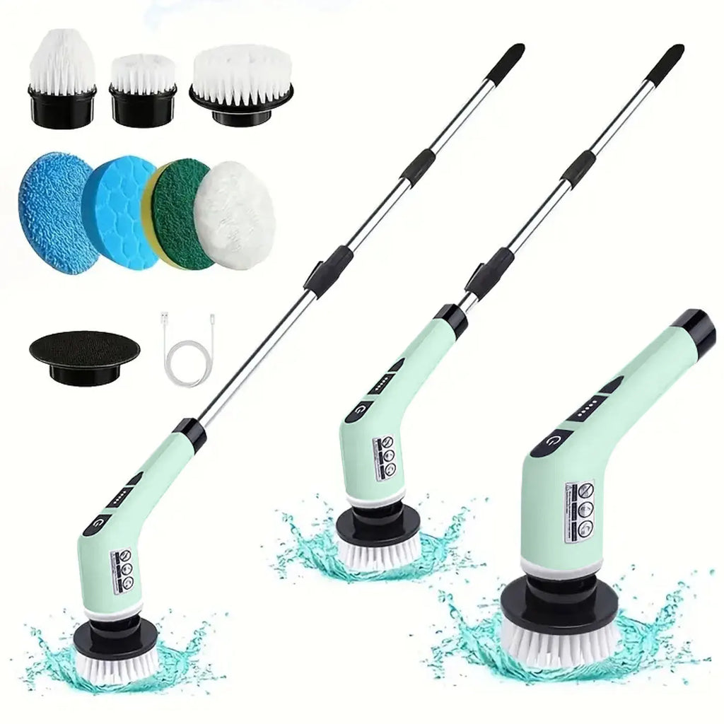 1 Set, Electric Cleaning Brush, Cordless Electric Rotating Scrubber, 7 Brush Heads and Adjustable Extension Handle, Bathroom Cleaning Brush, Household Cleaning Tools