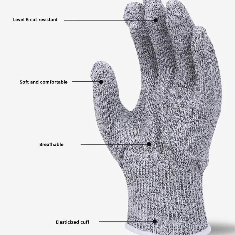 Cut Resistant Gloves Grade 5 Abrasion Resistant Carpentry Kitchen Knife Fish Grabbing Slip Resistant Hand Protection