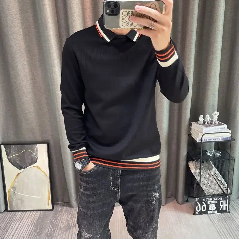 Mens Polo Shirts Tight With Collar Slim Fit Male Sweatshirts High Quality Pullover Quotes Tops Fashion Trends 2025 Emo Original