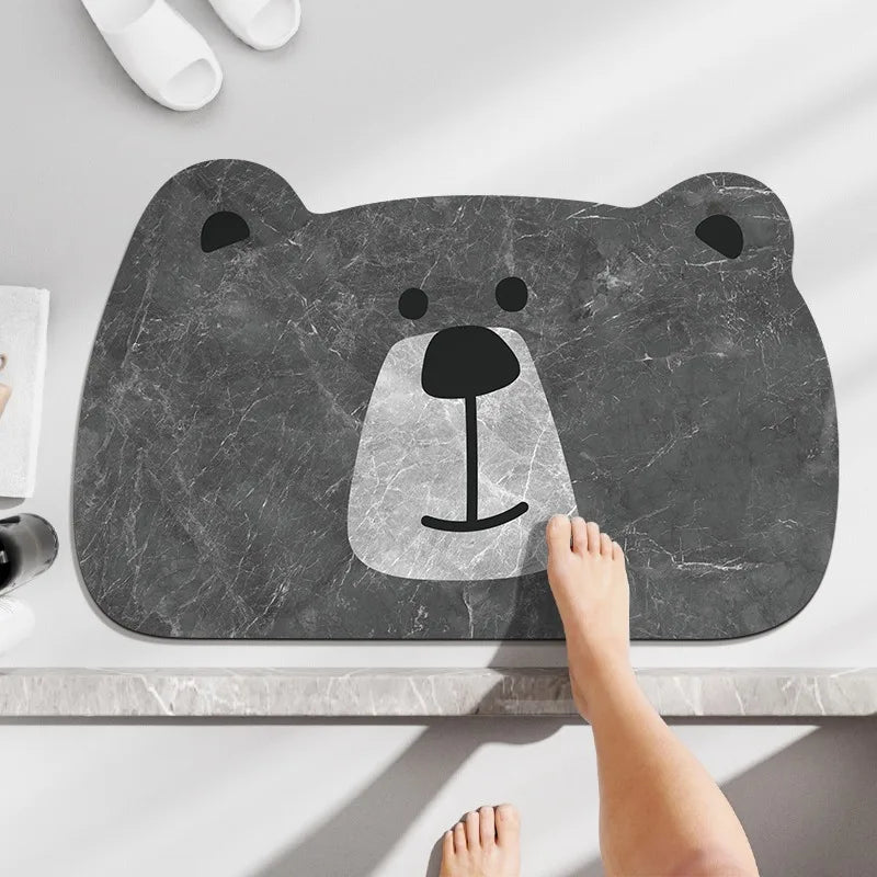 Bathroom Carpet Non-slip Water-absorbent Dirt-resistant Floor Mat Cute Animal Head Pattern Rug Irregular Size Home Decor Mats