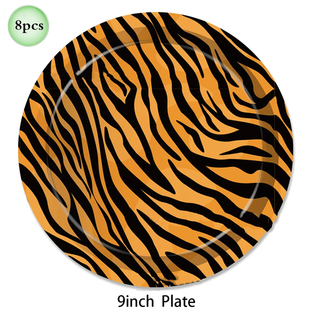 Woodland Animal Print Tablecloth Disposable Plates Napkins Cups Kids Jungle Safari Birthday Party Table Decoration & Accessories