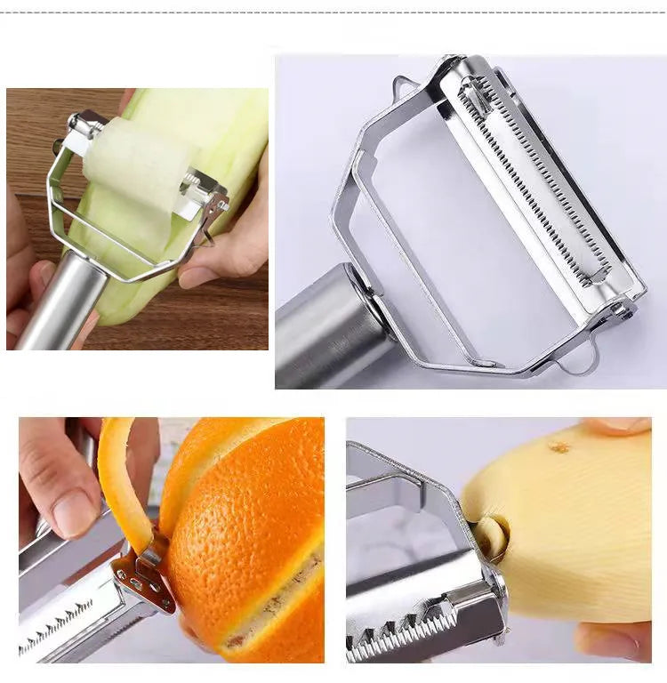 Kitchen Vegetable Peeler Stainless Steel Double-Head Melon Planer Multiple-Function Fruit Peeler Household Tool