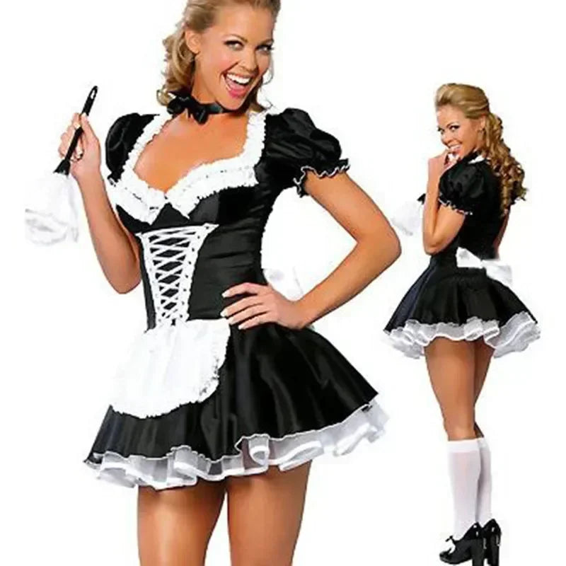 Cute French Maid Costume Cosplay Lolita Costume Cosplay Halloween Party Fancy Dress Up