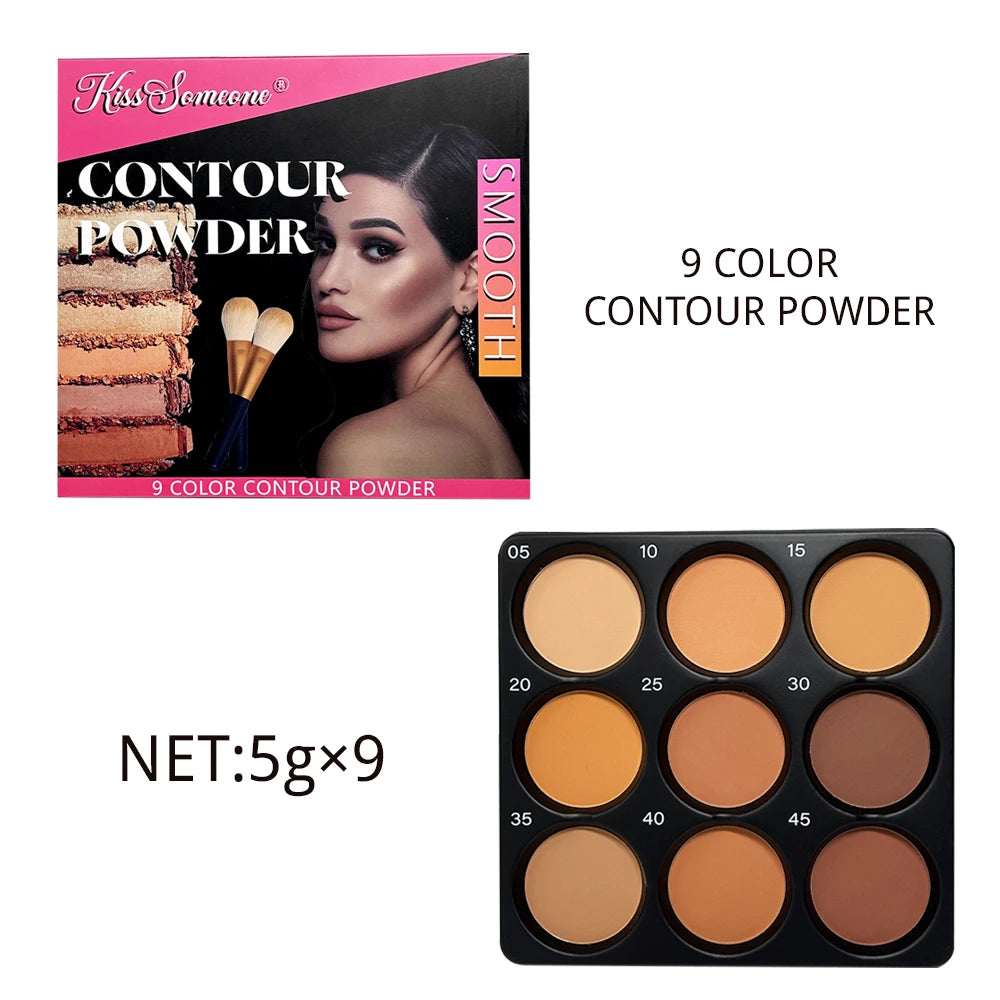 9 Color Powder Contour Palette, Matte Contouring Makeup Kit, Professional Facial Beauty Cosmetic Makeup