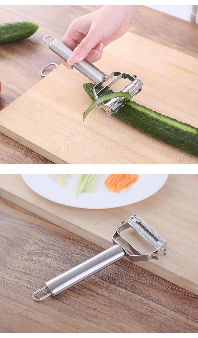 Kitchen Vegetable Peeler Stainless Steel Double-Head Melon Planer Multiple-Function Fruit Peeler Household Tool