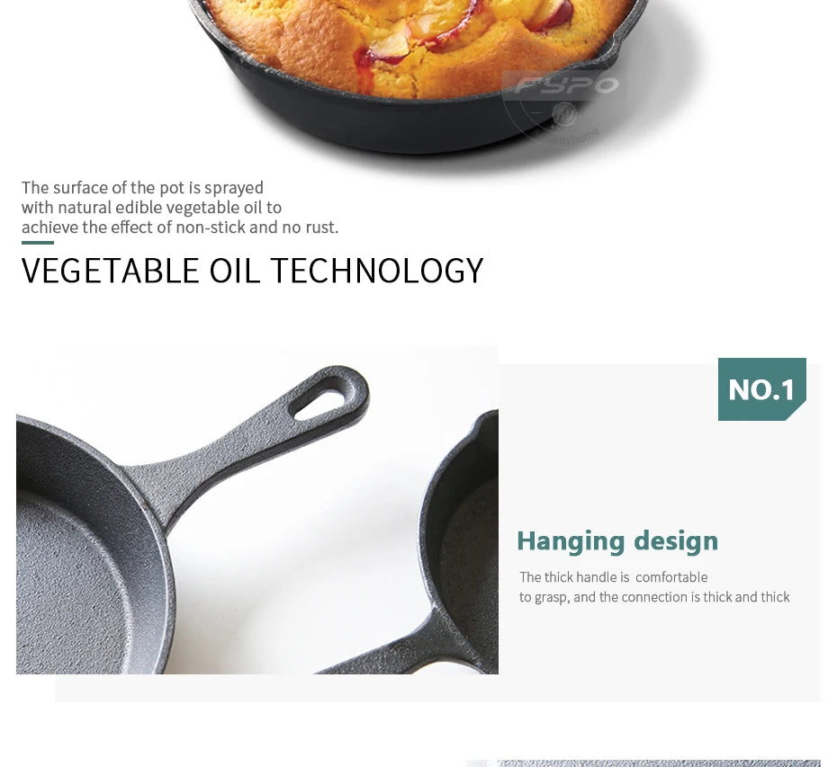Cast Iron Frying Pan,14/16/20cm Non-stick Skillet Kitchen Fry Pot Breakfast Pan Omelette Pancake Pot Induction Cooking Cookware