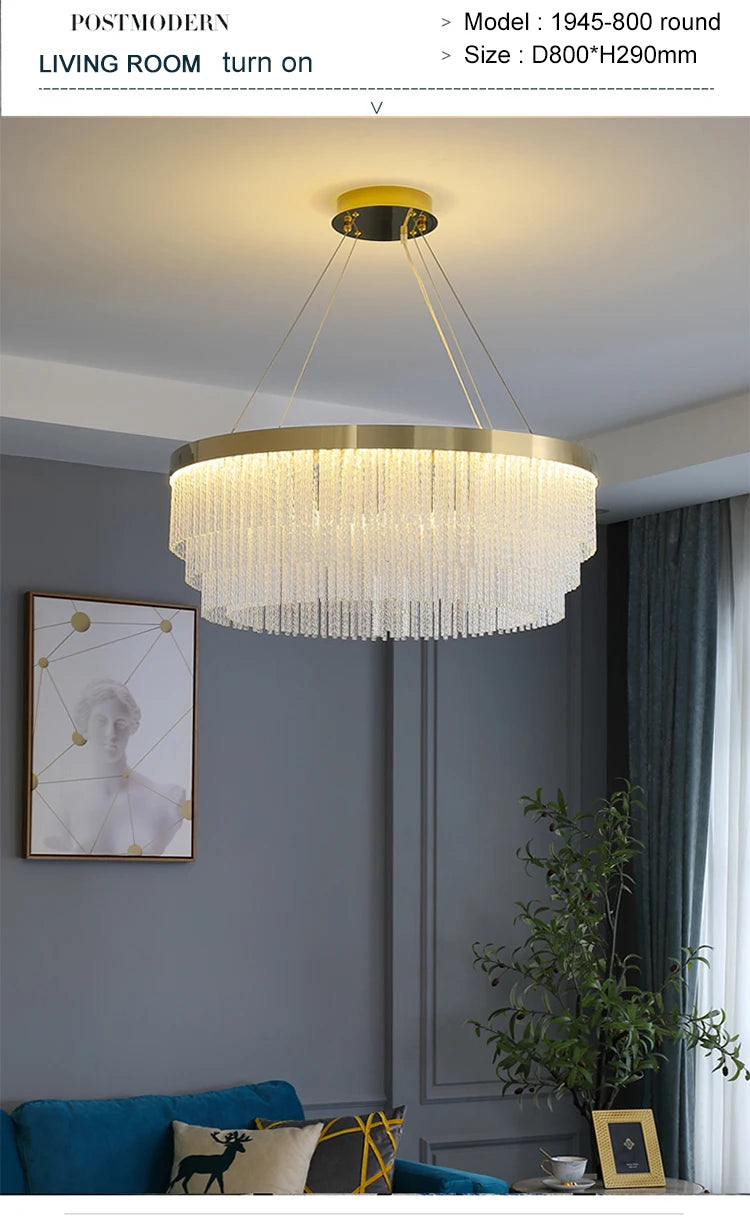 Post Modern Led Chandelier 2026 New Tassel Crystal Pendant Lamp American Luxurious Chandelier Home Decor Luster Lighting Fixture