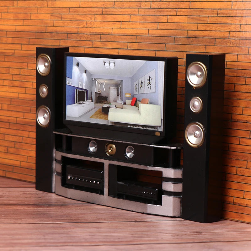 Dollhouse Audio TV Ornament in 1/12 Scale, Miniature Living Room Decor for Doll’s House, Micro Scene Toys