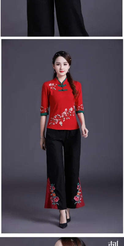 Women Clothes Shirts for Women T-shirts Y2k Tops Vintage Women Clothing Fashion Casual Elegant Summer Embroidery Ethnic Style