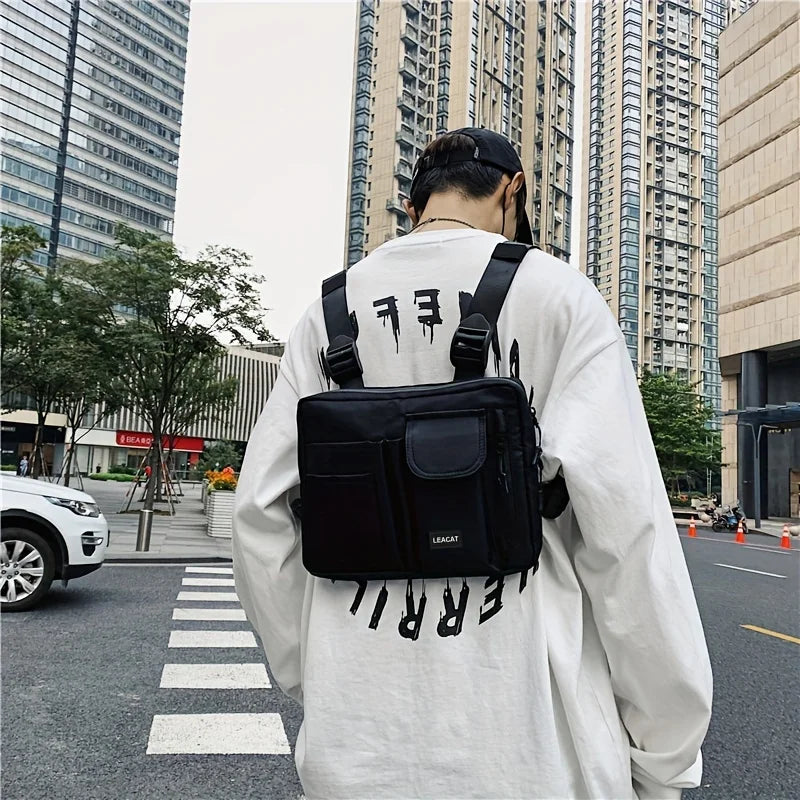 Hip-hop Tactical Street Fashion Features Gray Army Green Chest Bag Men Adjustable Pocket Sports vest bag