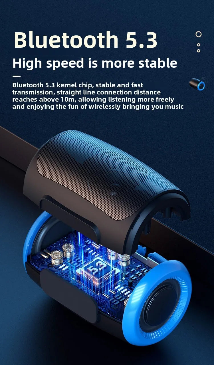 Portable Speaker Wireless Bluetooth Speakers with 5.3 Stereo FM/SD/USB Disk/Aux Modes Waterproof for Outdoor Hifi Sound TSN-1