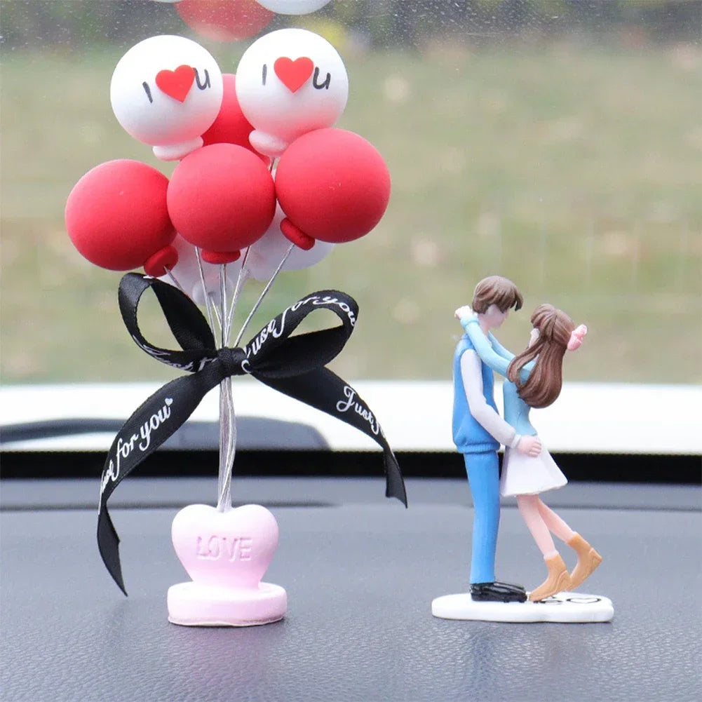 Cartoon Couples Car Decoration Accessories Romantic Lovers Figurines Balloon Ornament Auto Interior Dashboard Accessories Gifts