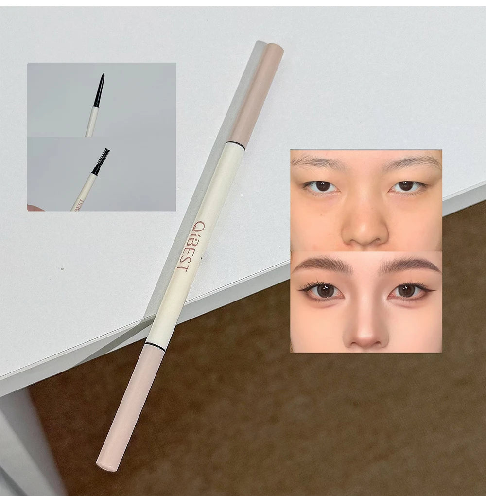 QIBEST Face Makeup Set 4pc Double End Lip Glaze, Pressed Powder,Blush,Eyeshadow, Eyebrow Pen,Eyeliner,Lip Oil Gift Cosmetics