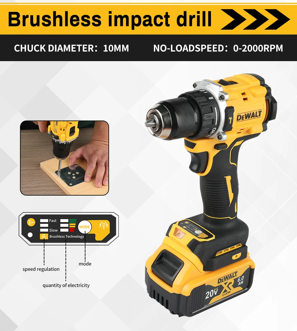 Dewalt 20V DCD805 Cordless Impact Drill Brushless Impact Drill/driver Kit Tool, Car Repair Tool