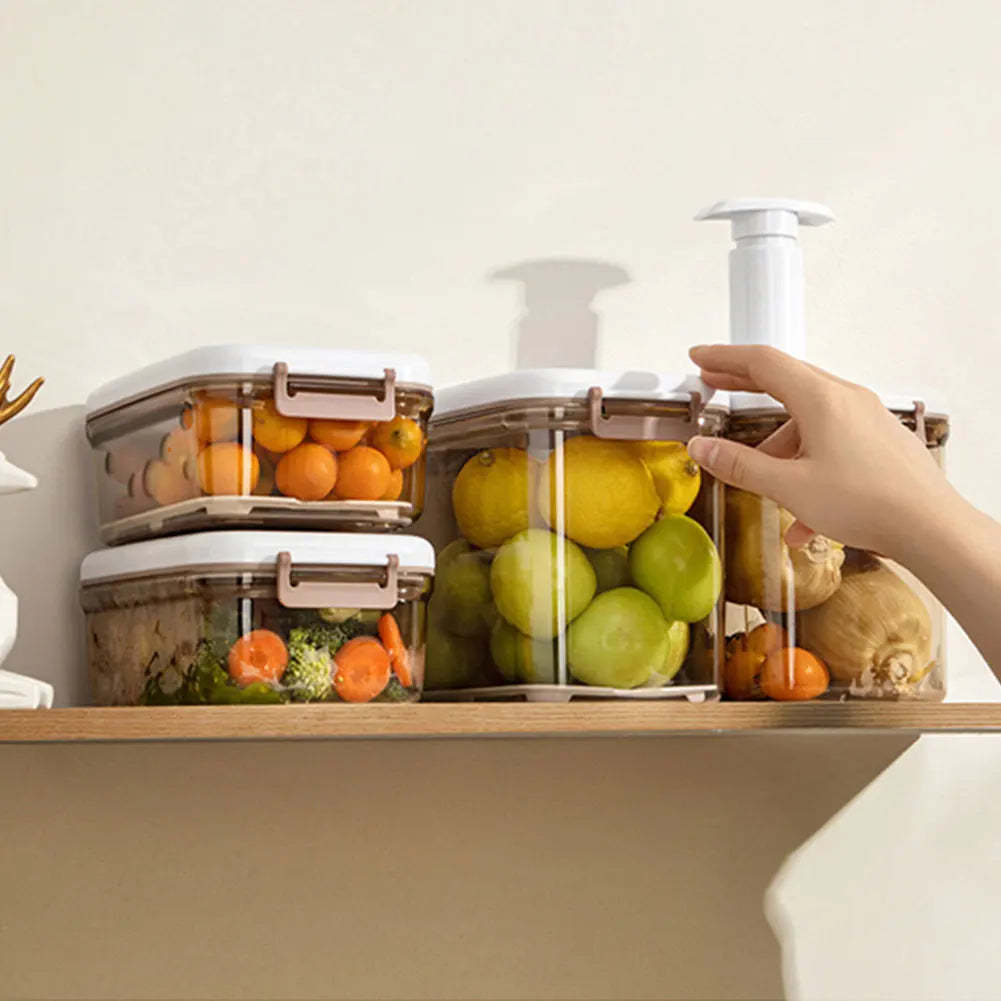 Vacuum Food Storage Container with Vacuum Pump Refrigerator Food Preservation Box with Removable Drain Plate Kitchen Storage Box