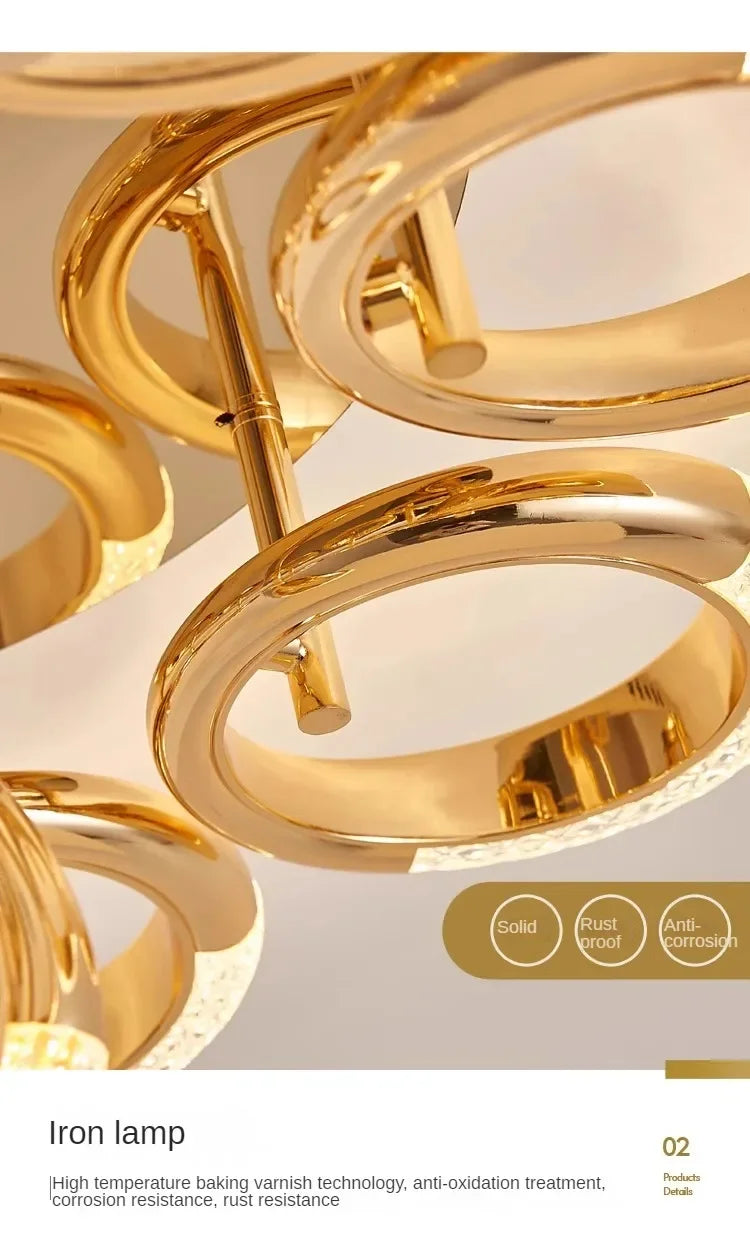 Modern Chandelier For Living Room Bedroom Nordic Golden Ring Ceiling Lamp Luxury Home Decor Indoor Ceiling Light Lustre Fixtures