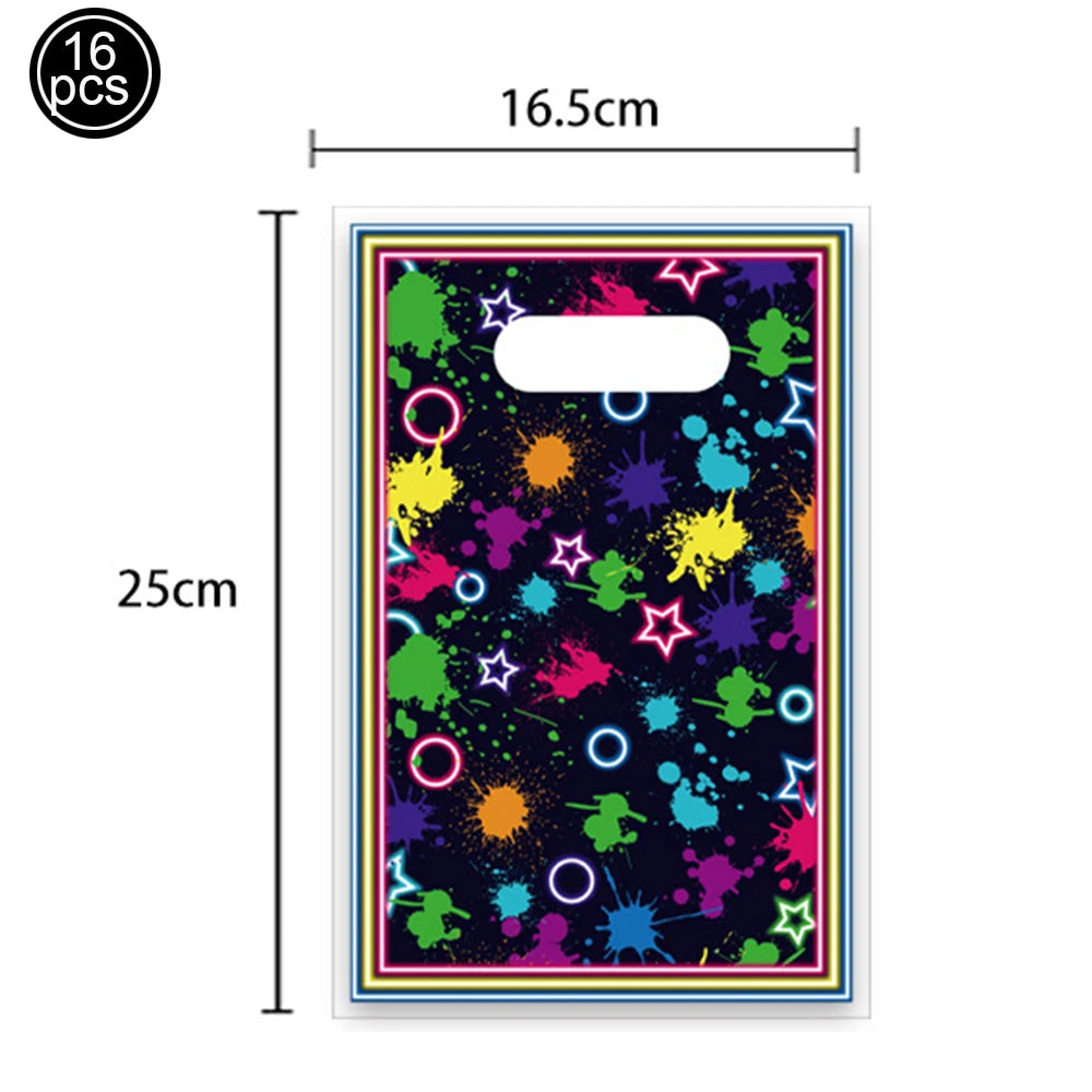 Glow Neon Party Plates Cups Napkins Tablecloth Tableware Neon Birthday Colorful Graffiti Party Decors for Glow Party Neon Party