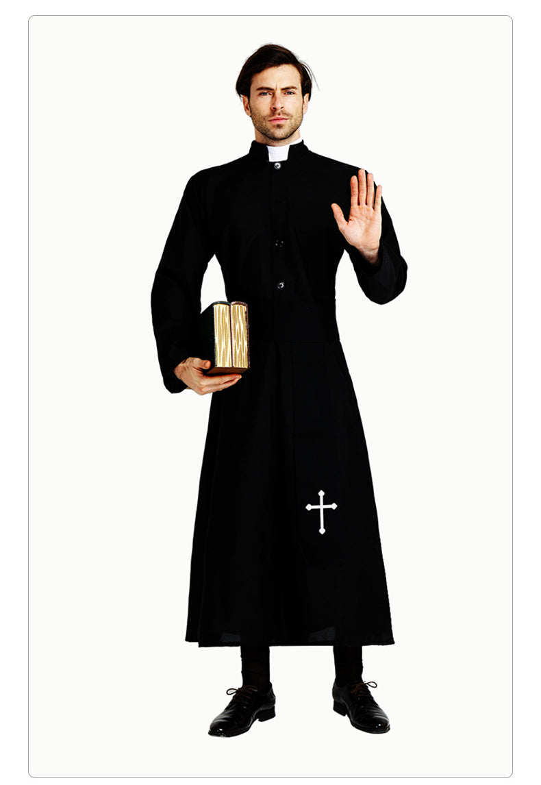 Adult Priest Pastor Minister Costume Men Religious Missionaries Clergyman Costumes Carnival Purim Mardi Gras Vocaloid Cosplay