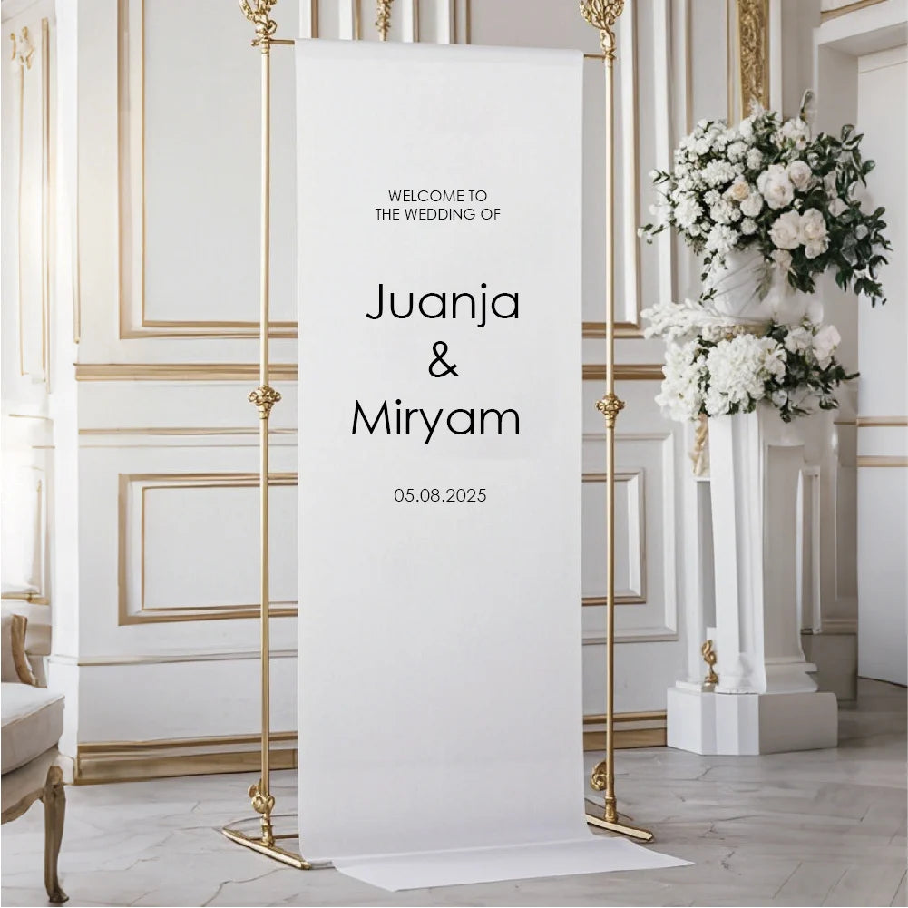 Custom Wedding Welcome Sign, Wedding Logo Fabric Wedding Seating, White, Event Decoration, Wedding Decoration Flag, Bride Outdoor Wedding