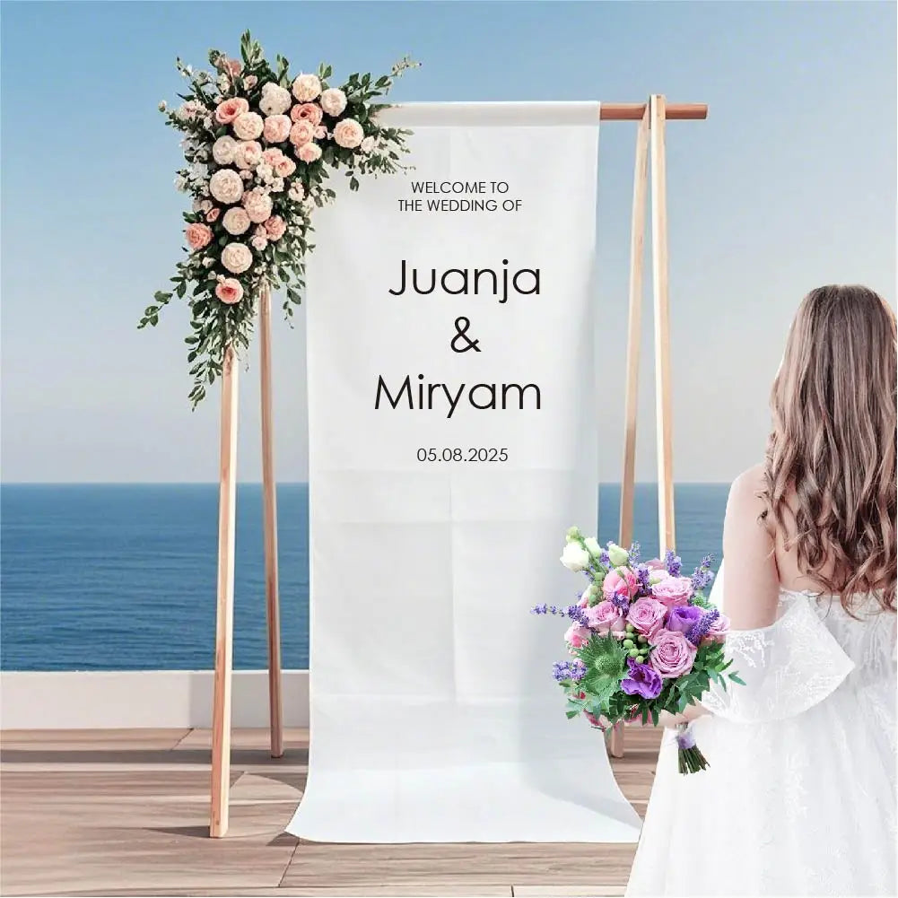 Custom Wedding Welcome Sign, Wedding Logo Fabric Wedding Seating, White, Event Decoration, Wedding Decoration Flag, Bride Outdoor Wedding