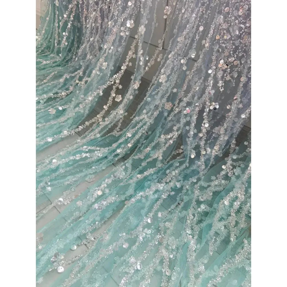 Pink Gradient Studded Sequin Fabric for Wedding Dresses Dance Costumes Stage Costumes Designer Fabrics for Sewing