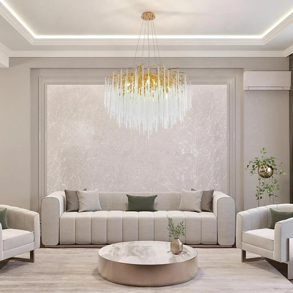 Long Crystal Branch Chandeliers For Dining Room Kitchen Table, Modern Black Crystal Hanging Chandelier Living Room Bedroom