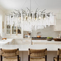 Long Crystal Branch Chandeliers For Dining Room Kitchen Table, Modern Black Crystal Hanging Chandelier Living Room Bedroom