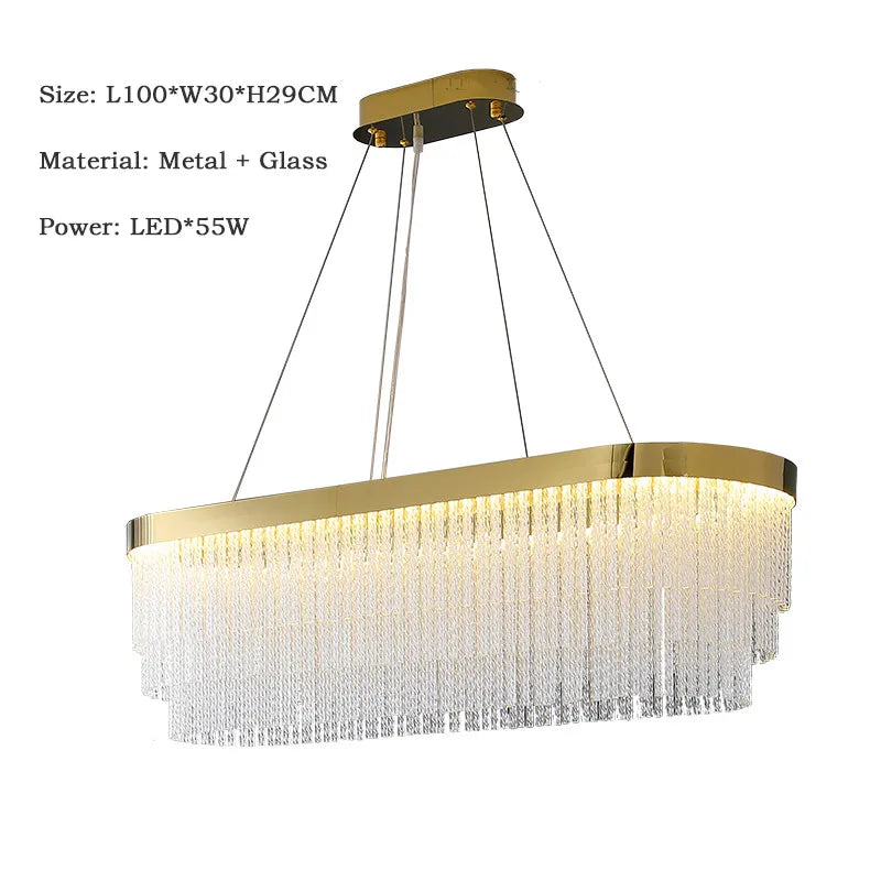 Post Modern Led Chandelier 2026 New Tassel Crystal Pendant Lamp American Luxurious Chandelier Home Decor Luster Lighting Fixture