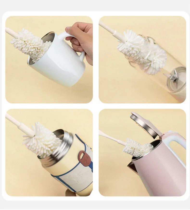 Sponge Brush Cup Scrubber Glass Cleaner Kitchen Cleaning Tool Long Handle Drink Wineglass Bottle Household Cleaning Brush