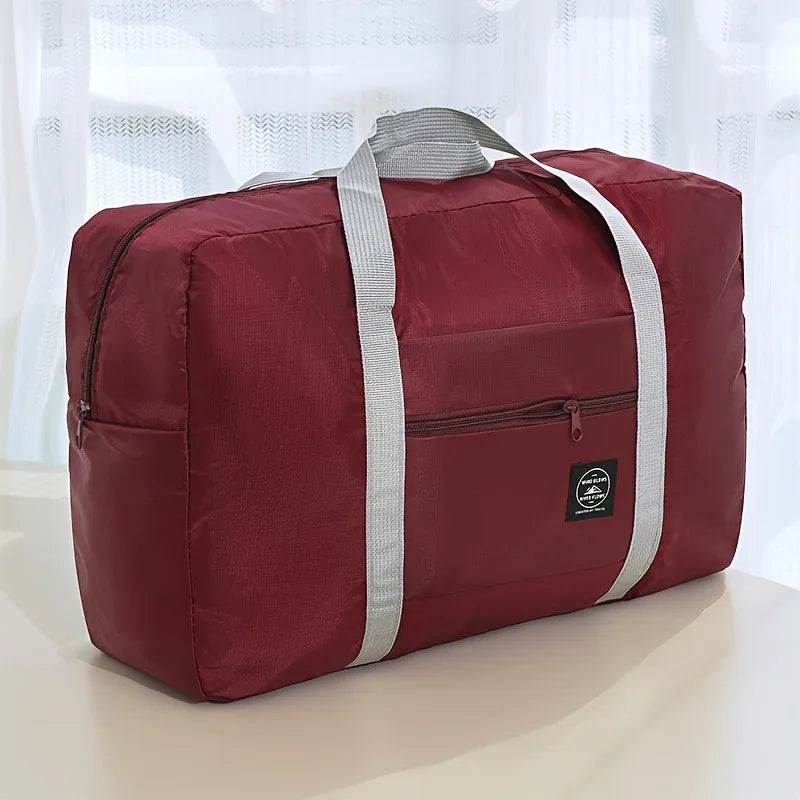 1 set of foldable large capacity travel luggage bag, expandable fitness bag, sports carry on, weekend luggage check-in, luggage