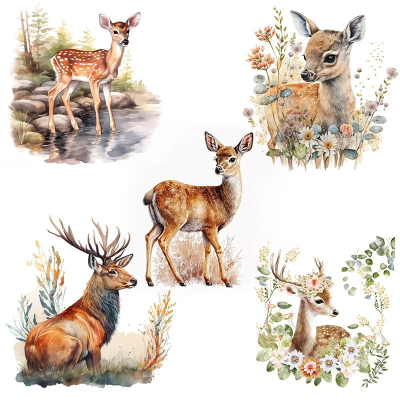 C400#Cute Deer Wall Sticker Kids Room Background Home Decoration Mural Living Room Wallpaper Funny Decal